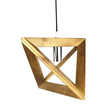 Lámpara colgante LED de madera maciza decorativa con diseño nórdico clásico para sala de estar, arte triangular